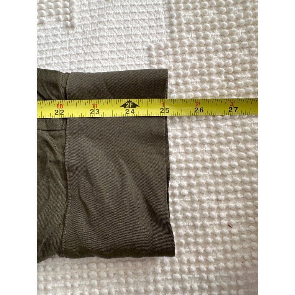 Topshop ShirtDress Sz 10 Army Green Button Front Roll Tab Slv Modern City Safari - Picture 10 of 13